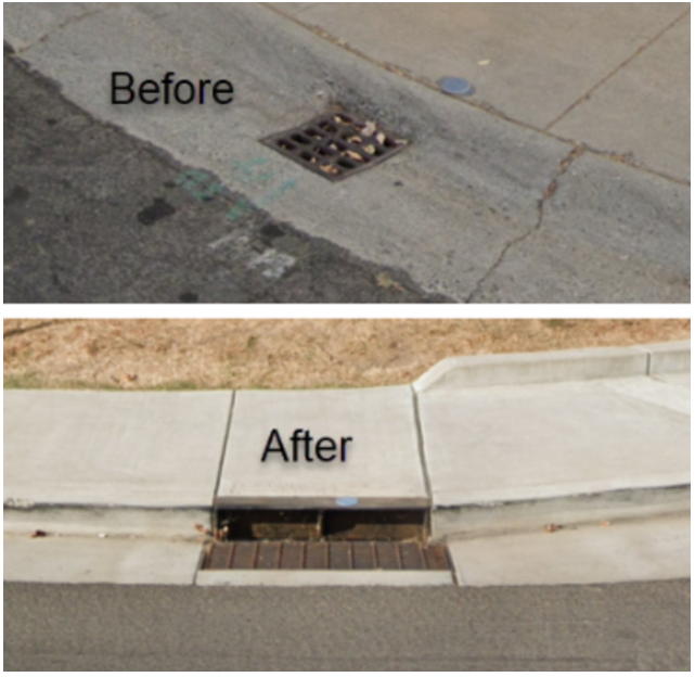 Image showing drainage before and after proposed improvements are made.